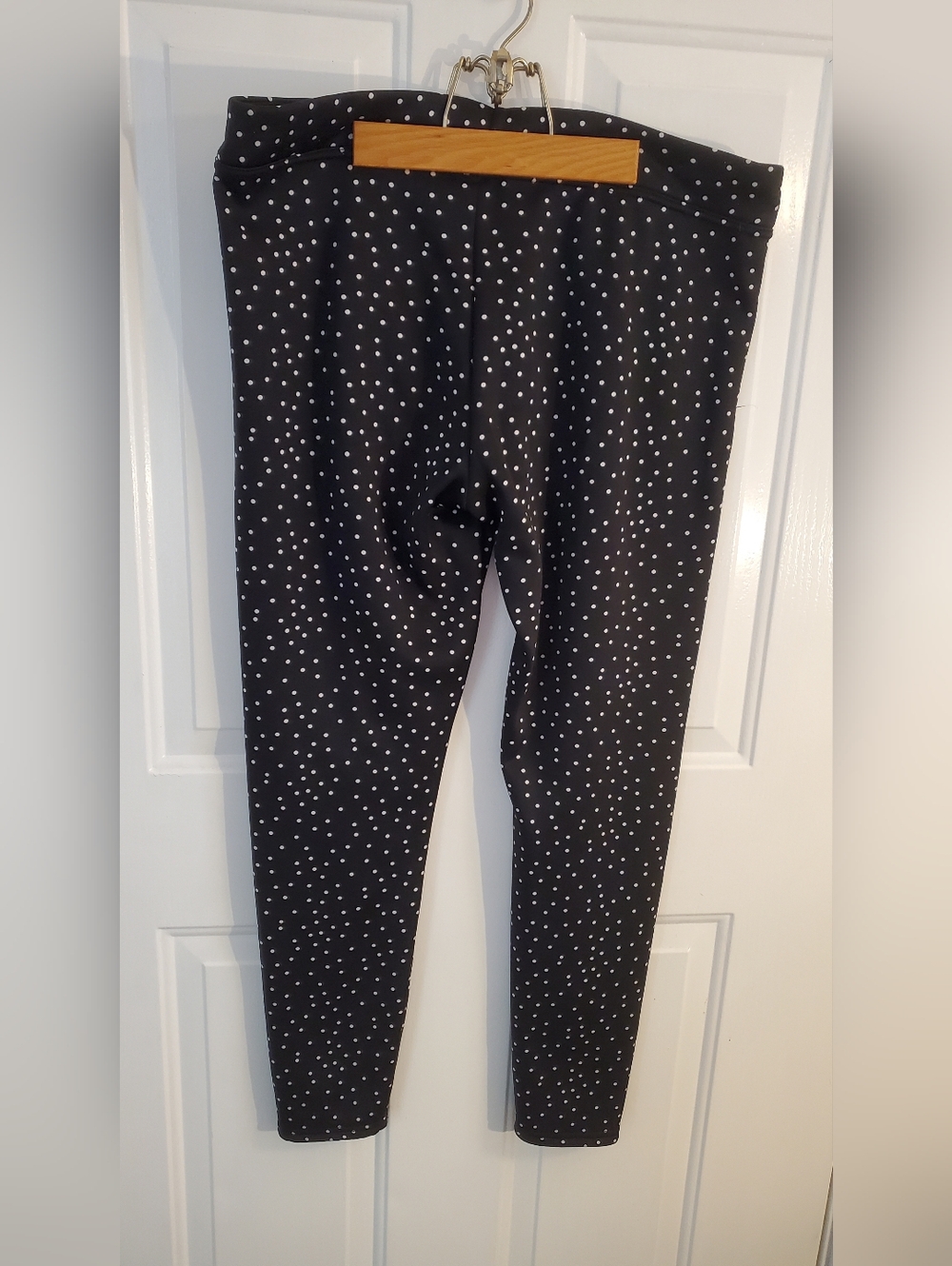 Serra Fleece Lined Black & White Polka Dot Kids Leggings